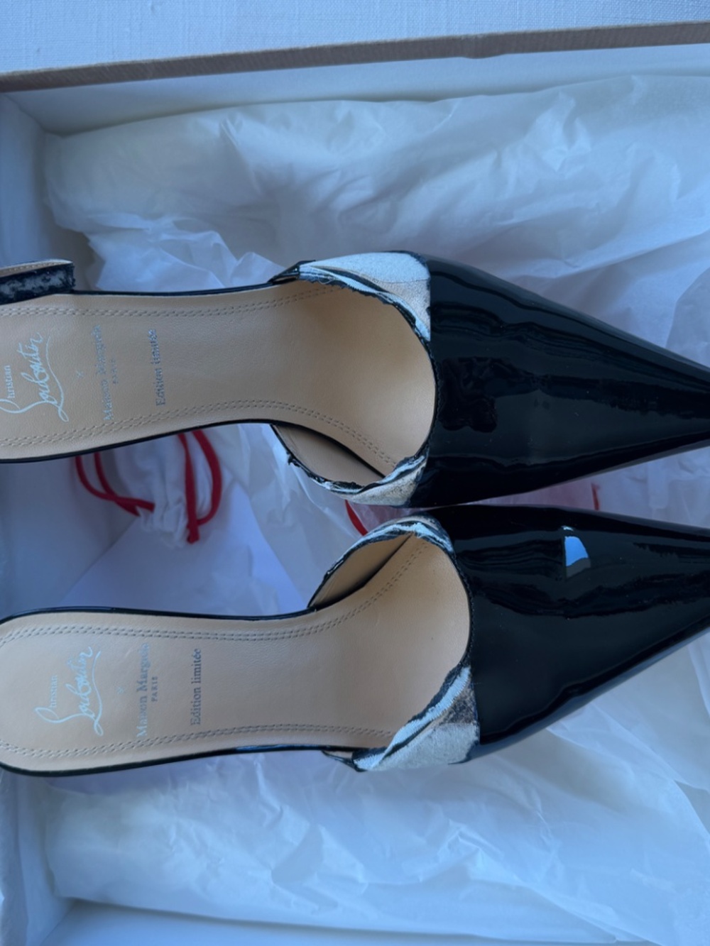 *RARE* CHRISTIAN LOUBOUTIN X MAISON MARGIELA Patent Bilougiela 25 Pumps